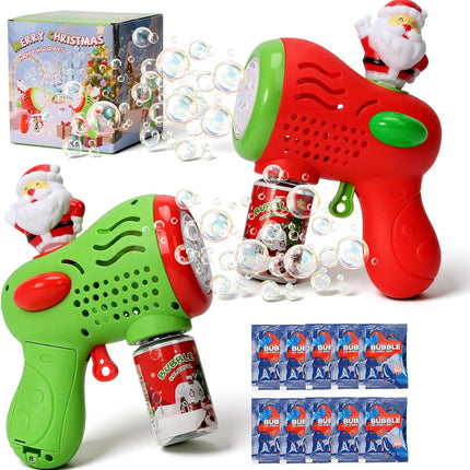 Christmas Bubble Gun Set for Kids 2 Pack Santa Bubble Machine Party Favors