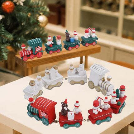 3 PCS Wooden Christmas Train Set – Mini Train with Snowman Decor for Holiday Party Decorations