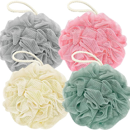 4 Pack Shower Loofah Bath Sponge 60g Exfoliating Mesh Pouf Body Scrubber