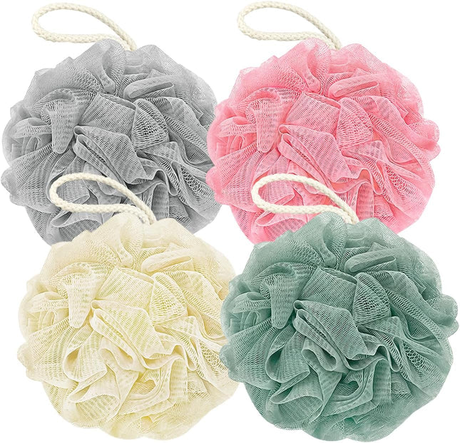 4 Pack Shower Loofah Bath Sponge 60g Exfoliating Mesh Pouf Body Scrubber