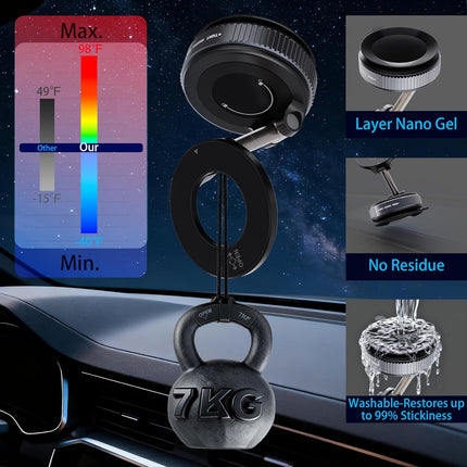Reinforced Magnetic Car Phone Holder – 360° Vacuum Mount for iPhone & Android