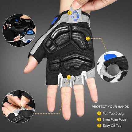 5mm Padded Half-Finger Cycling Gloves, Anti-Slip Shock Absorbing Breathable Biking