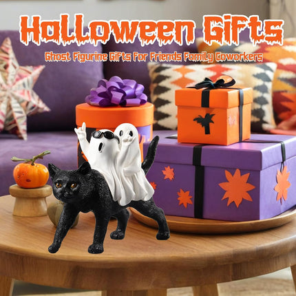 Halloween Ghost & Black Cat Decor, Spooky Indoor Decoration & Gift for Women