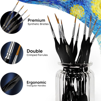 10Pcs Miniature Paint Brush Set Fine Detail Brushes for Acrylic Model Art