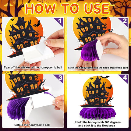 12-Piece Halloween Honeycomb Centerpieces, Witches, Pumpkins & Ghost Table Decor