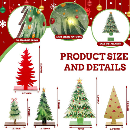 5pcs Wooden Christmas Trees – Rustic Tabletop Farmhouse Holiday Centerpieces