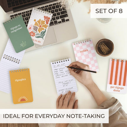 Mini 3x5 Spiral Notebooks – Set of 8, Aesthetic Lined Pages, Perfect for Work & School