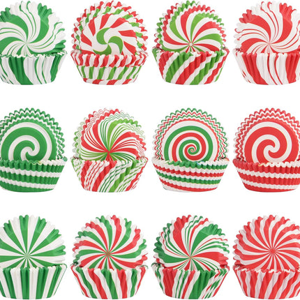 600PCS Christmas Candy Cupcake Liners – 12 Styles Holiday Baking Cups