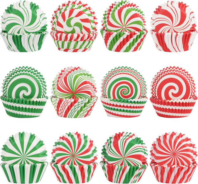 600PCS Christmas Candy Cupcake Liners – 12 Styles Holiday Baking Cups