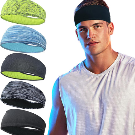 5-Pack Men’s Sports Headbands – Breathable, Washable, Workout Ready