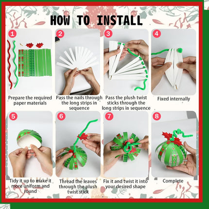 Christmas Ball Craft Kits 48 Sets Sunday School Paper DIY Holiday Crafts