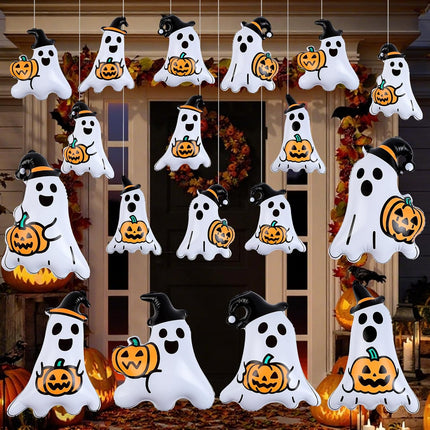 18-Piece Halloween Inflatable Ghost Balloons, 16in & 9in PVC Haunted House Decor