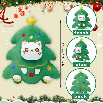 Christmas Cat Plush Toy – 12-Inch Soft Kawaii Kitten Stuffed Animal
