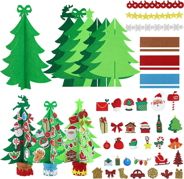 6-Piece Felt Christmas Tree Set – DIY 3D Foam Holiday Craft Kits for Kids