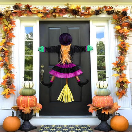 Solar Halloween Witch Lights, Orange Purple LED 8 Modes for Yard & Garden Decor