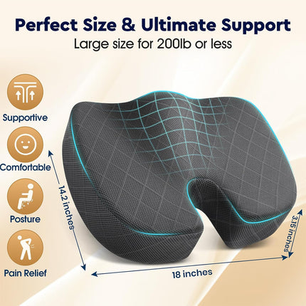 Memory Foam Seat Cushion for Office Chair Car Seat & Long Sitting Relief
