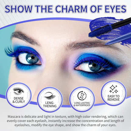 Blue Mascara & Eyeliner Set 5D Waterproof Curling Lengthening Eye Makeup