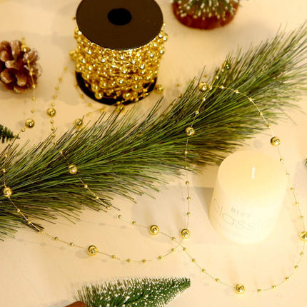 Artificial Pearl Beads Garland, 65.6 ft Plastic Beaded String for Christmas Tree Decor