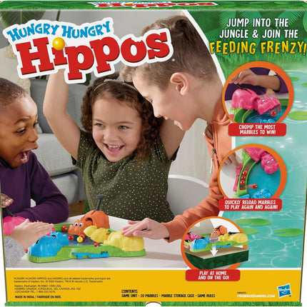 Hungry Hungry Hippos Game, Fun Preschool Board Game for Kids 4+