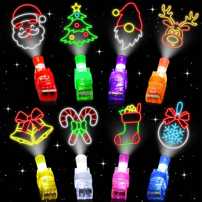 32 Christmas Finger Lights – Light-Up Goodie Bag Stuffers for Kids’ Holiday Fun