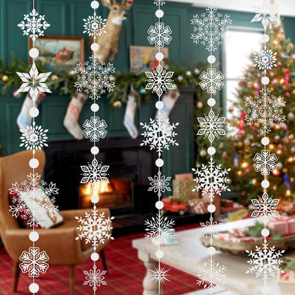 Christmas Snowflake Garland 16.4FT | Hanging Ornaments for Home & Party