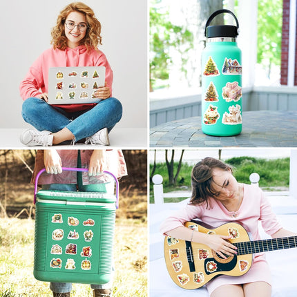 50 PCS Waterproof Christmas Stickers – Holiday Decals for Kids & Scrapbooking