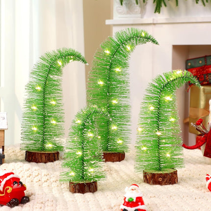 4PCS Mini Christmas Trees – Grinch Bottle Brush Tabletop Holiday Decor