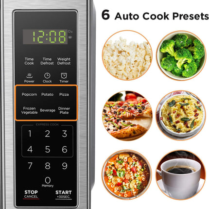 EM720CB7 Digital Microwave Oven 700W Stainless Steel with Child Safety Lock