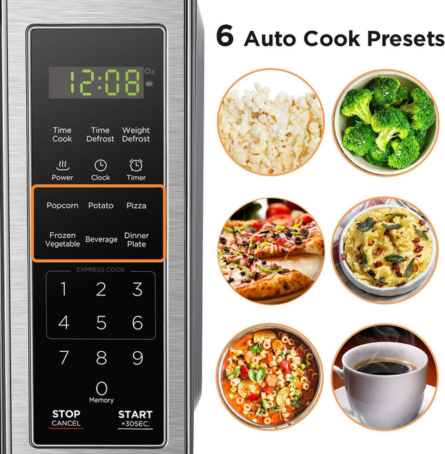 EM720CB7 Digital Microwave Oven 700W Stainless Steel with Child Safety Lock