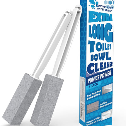 2-Pack Pumice Stone Toilet Cleaner – Extra Long Handle for Bowl Rings