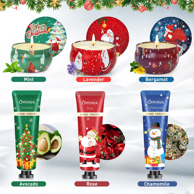 Christmas Gifts for Women – Scented Candles & Hand Cream Lotion Set, Perfect Birthday Gift Basket