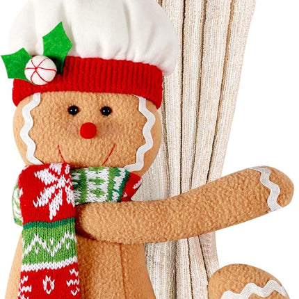 Christmas Gingerbread Man Plush Topper | Red, White & Green Holiday Decor