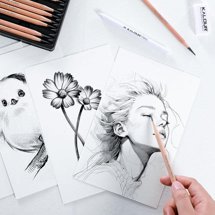 18Pcs Professional Sketch Pencil Set 5H-14B Drawing Kit with Erasers Sharpener