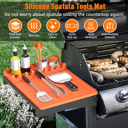 Orange Silicone Grill Mat for Blackstone & BBQ Griddles – Drip & Spatula Mat