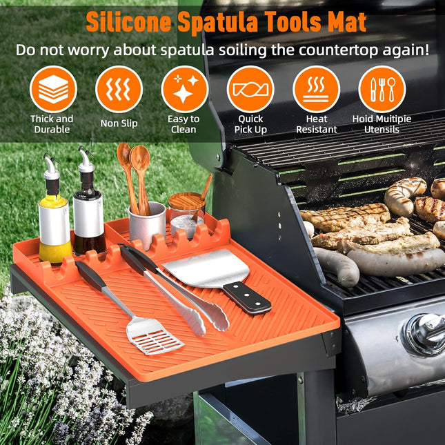 Orange Silicone Grill Mat for Blackstone & BBQ Griddles – Drip & Spatula Mat