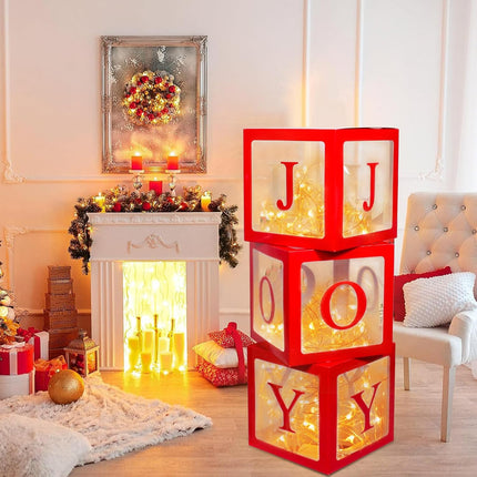 Christmas Light Box Decoration – Large Red Transparent Holiday Home Decor