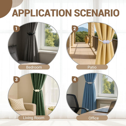 2pcs Black Magnetic Curtain Holdbacks – Decorative Tieback Clips
