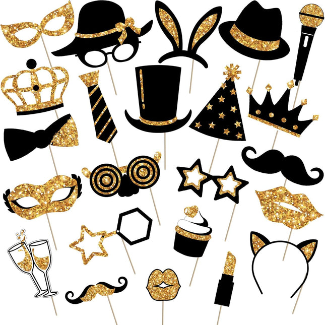 24-Piece Party Photo Booth Props – Christmas, New Year & Wedding Supplies