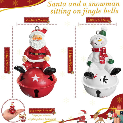 2-Pack Santa & Snowman Bell Ornaments – Resin Christmas Tree Decor