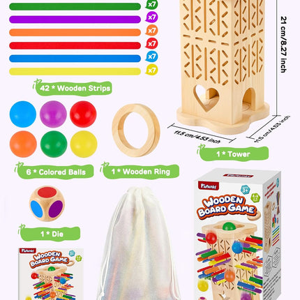 Montessori Wooden Board Game Fine Motor Color Matching Toy Kids Ages 3-8