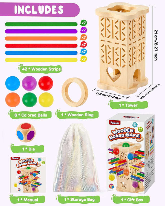 Montessori Wooden Board Game Fine Motor Color Matching Toy Kids Ages 3-8