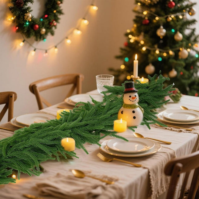 2 Pcs 6ft Norfolk Pine Garland, Real Touch Cedar for Indoor Xmas Decor