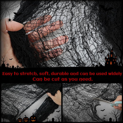 5-Piece Black Halloween Gauze Creepy Cloth, 72x30in Spooky Gothic Party Decor