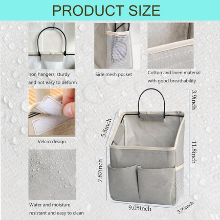 2 Pack Wall Hanging Storage Bag Organizer Pockets Bathroom Bedroom Grey