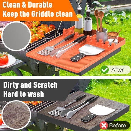 Orange Silicone Grill Mat for Blackstone & BBQ Griddles – Drip & Spatula Mat