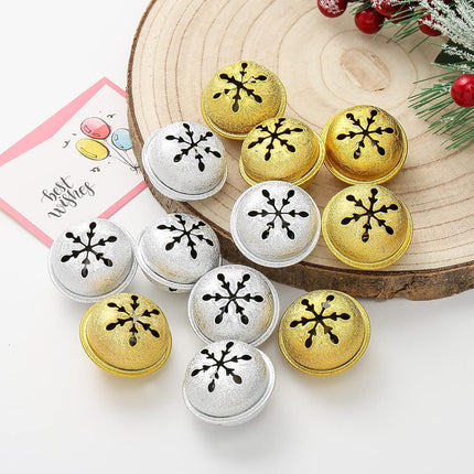 24PCS Snowflake Jingle Bells – 1.6" Silver & Gold Holiday Craft Decorations