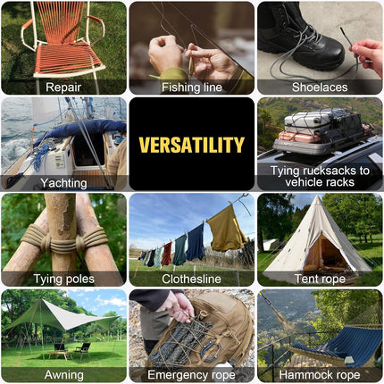 750LB 4MM Paracord Rope, 12-Strand 5/32" Survival Cord, 100-1000FT Spool for Camping
