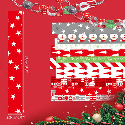 300PCS Merry Christmas Paper Chains, Festive Craft Paper Links for Holiday Decor