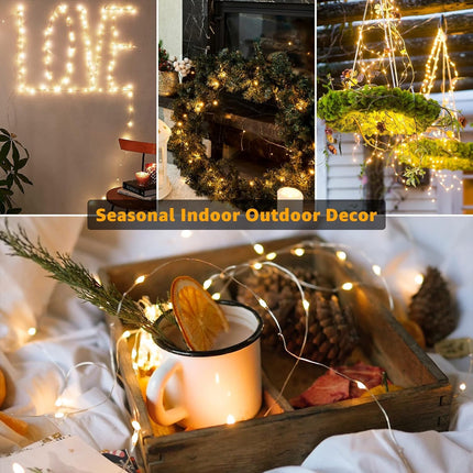 6 Pack Battery Fairy Lights 7ft – 20 LED Silver Wire Mini Twinkle Lights Warm White