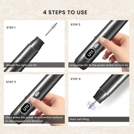Portable Nail Drill Kit – 5 Speeds, 6 Premium Bits, LED for Gel & Acrylic